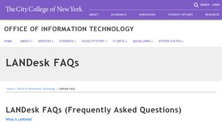 
                            7. LANDesk FAQs | The City College of New York