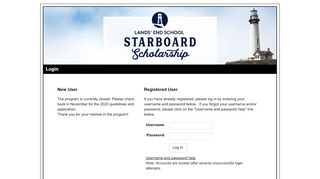 
                            11. Lands' End School Starboard Scholarship - Login