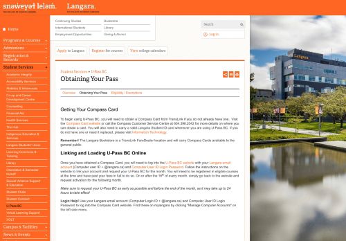 
                            2. Langara. Student Services: U-Pass BC: Obtaining Your Pass