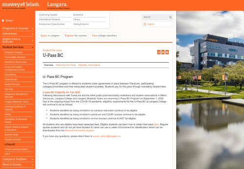 
                            1. Langara. Student Services: U-Pass BC