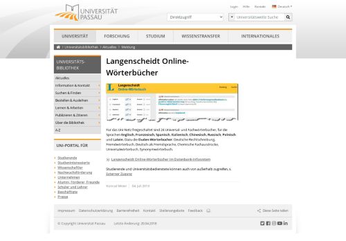 
                            8. Langenscheidt Online-Wörterbücher - Universität Passau