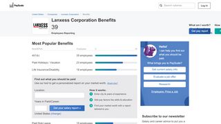 
                            9. Lanxess Corporation Benefits & Perks | PayScale
