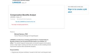 
                            11. LANXESS hiring Compensation Benefits Analyst in Shelton ... - LinkedIn