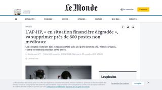 
                            11. L'AP-HP, « en situation financière dégradée », va supprimer près de ...