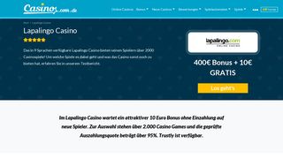 
                            4. Lapalingo Casino | 10 Euro Gratis ohne Einzahlung - Online Casinos
