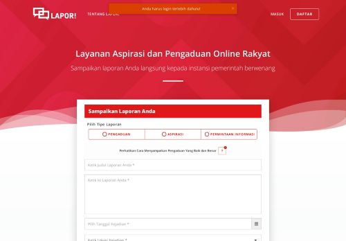 
                            6. LAPOR! - Website Simbelmawa Sulit Di Akses