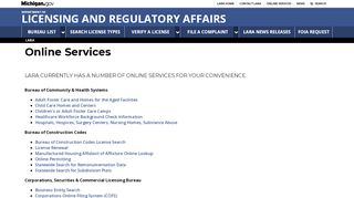
                            2. LARA - Online Services - State of Michigan