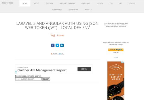 
                            8. Laravel 5 and Angular Auth using JSON Web Token Part - BogoToBogo