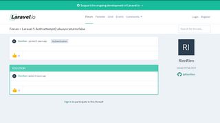 
                            9. Laravel 5 Auth:attempt() always returns false | Laravel.io