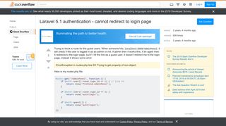 
                            1. Laravel 5.1 authentication - cannot redirect to login page - Stack ...
