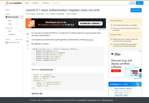 
                            1. Laravel 5.1 basic authentication (register) does not work - Stack ...
