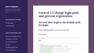 
                            11. Laravel 5.3 change login path and prevent registration - Dev Problems