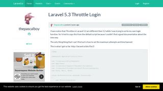 
                            10. Laravel 5.3 Throttle Login | Laravel.io