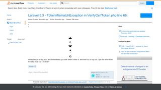 
                            1. Laravel 5.3 - TokenMismatchException in VerifyCsrfToken.php line ...