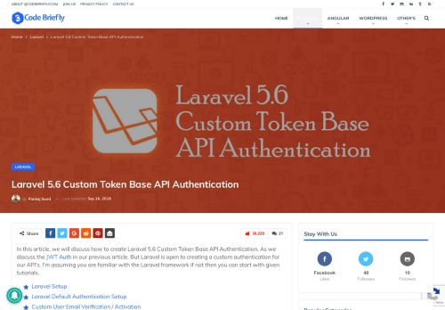 
                            6. Laravel 5.6 Custom Token Base API Authentication - Code Briefly