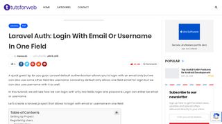 
                            5. Laravel Auth: Login With Email Or Username In One Field - TutsForWeb