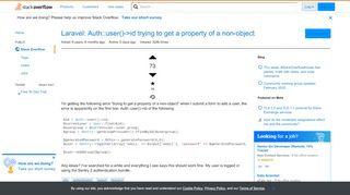
                            8. Laravel: Auth::user()->id trying to get a property of a non-object ...
