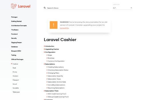 
                            7. Laravel Cashier - Laravel - The PHP Framework For Web Artisans
