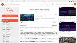 
                            7. Laravel Errors and Logging - Tutorialspoint