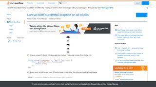 
                            13. Laravel NotFoundHttpException on all routes - Stack Overflow