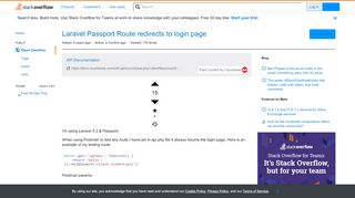 
                            1. Laravel Passport Route redirects to login page - Stack Overflow