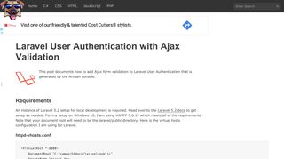 
                            11. Laravel User Authentication with Ajax Validation - jimfrenette.com