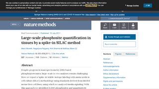 
                            11. Large-scale phosphosite quantification in tissues by a spike-in SILAC ...