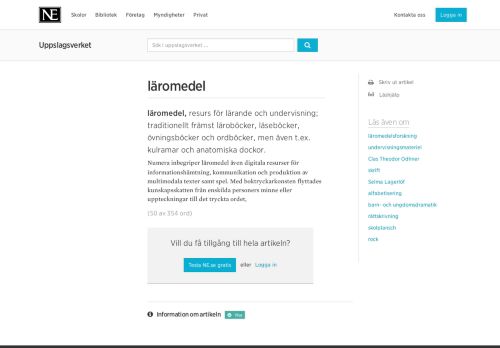 
                            11. läromedel - Uppslagsverk - NE.se