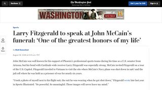 
                            5. Larry Fitzgerald to speak at John McCain's funeral: 'One of the greatest ...