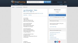 
                            8. Lars Winnerbäck - Tidvis Lyrics | SongMeanings