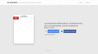 
                            11. LAS PASIONES ORDINARIAS. ANTROPOLOGÍA DE LAS ...
