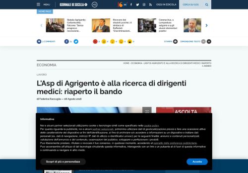 
                            7. L'Asp di Agrigento è alla ricerca di dirigenti medici: riaperto il bando ...