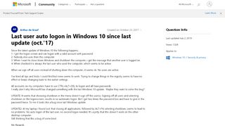 
                            1. Last user auto logon in Windows 10 since last update - Microsoft ...