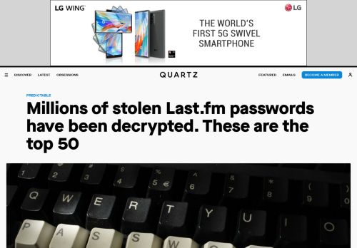 
                            10. Last.fm hack: Millions of stolen Last.fm passwords have been ... - Quartz