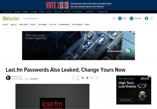 
                            8. Last.fm Passwords Also Leaked; Change Yours Now - Lifehacker