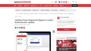 
                            11. LastPass Fixes Fingerprint Bypass In Latest ... - Tom's Hardware