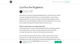 
                            11. LastPass for Beginners – Martin Shelton – Medium