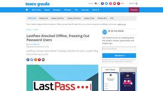 
                            7. LastPass Knocked Offline, Freezing Out Password Users - Tom's Guide
