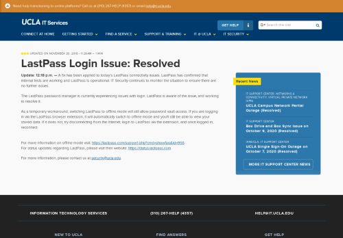 
                            13. LastPass Login Issue: Resolved | UCLA IT Services