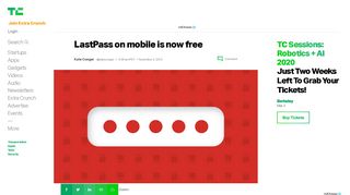 
                            8. LastPass on mobile is now free | TechCrunch