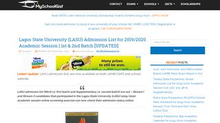 
                            8. LASU Admission List for 2018/2019 Academic Session - MySchoolGist