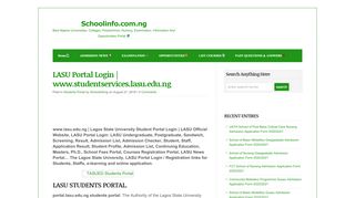 
                            9. LASU Portal Login | www.studentservices.lasu.edu.ng - Schoolinfo ...