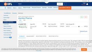 
                            11. Latest Alembic pharmaceuticals ltd information at www.indiainfoline ...