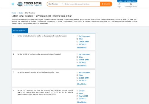 
                            8. Latest Bihar Tenders Info Online in India - Tender Detail