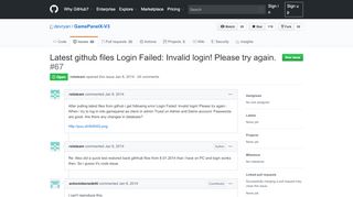 
                            1. Latest github files Login Failed: Invalid login! Please try again. · Issue ...