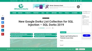 
                            5. Latest Google Dorks List Collection for SQL Injection - SQL Dorks 2018