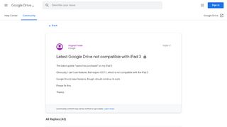 
                            4. Latest Google Drive not compatible with iPad 3 - Google Product Forums