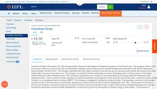 
                            11. Latest Inventure growth securities ltd information at www.indiainfoline ...