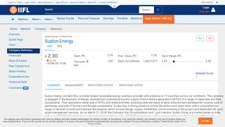 
                            6. Latest Suzlon energy ltd information at www.indiainfoline.com