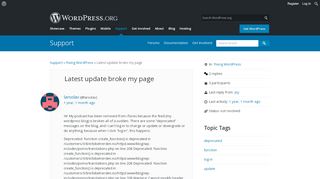 
                            1. Latest update broke my page | WordPress.org